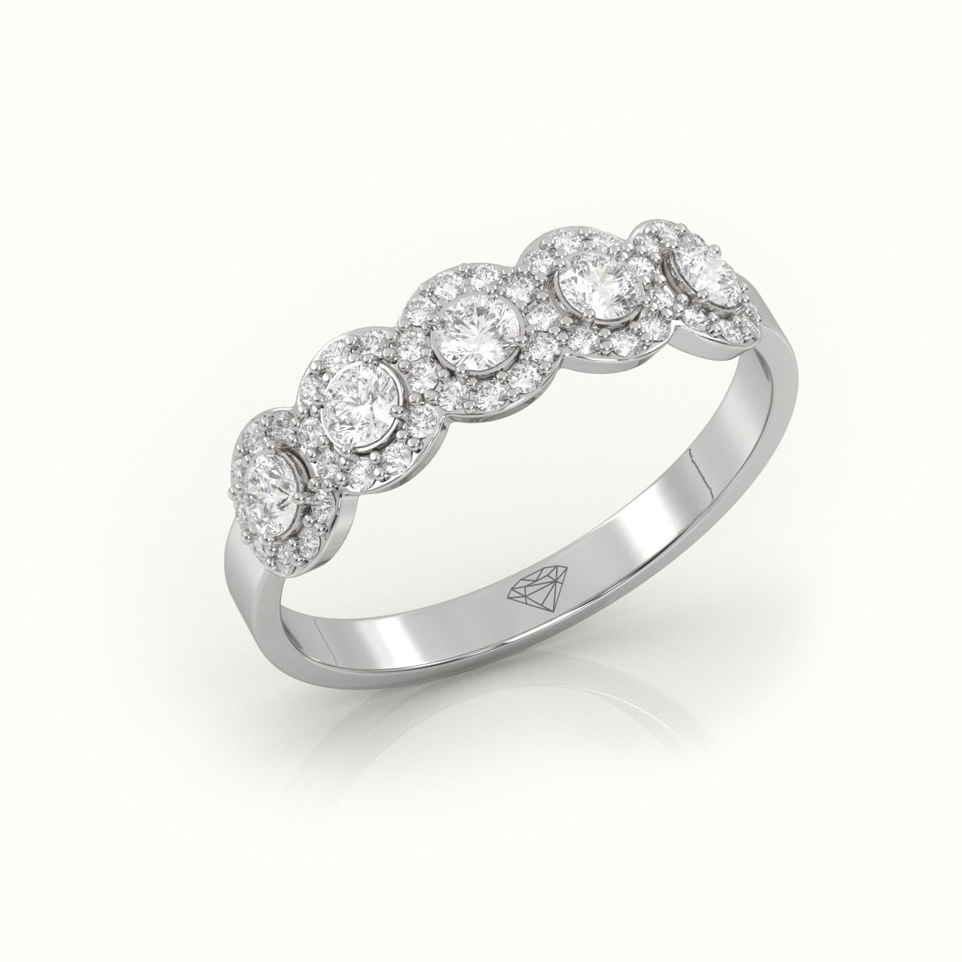 18k white gold  round cut diamond halo designer ring Photos & images