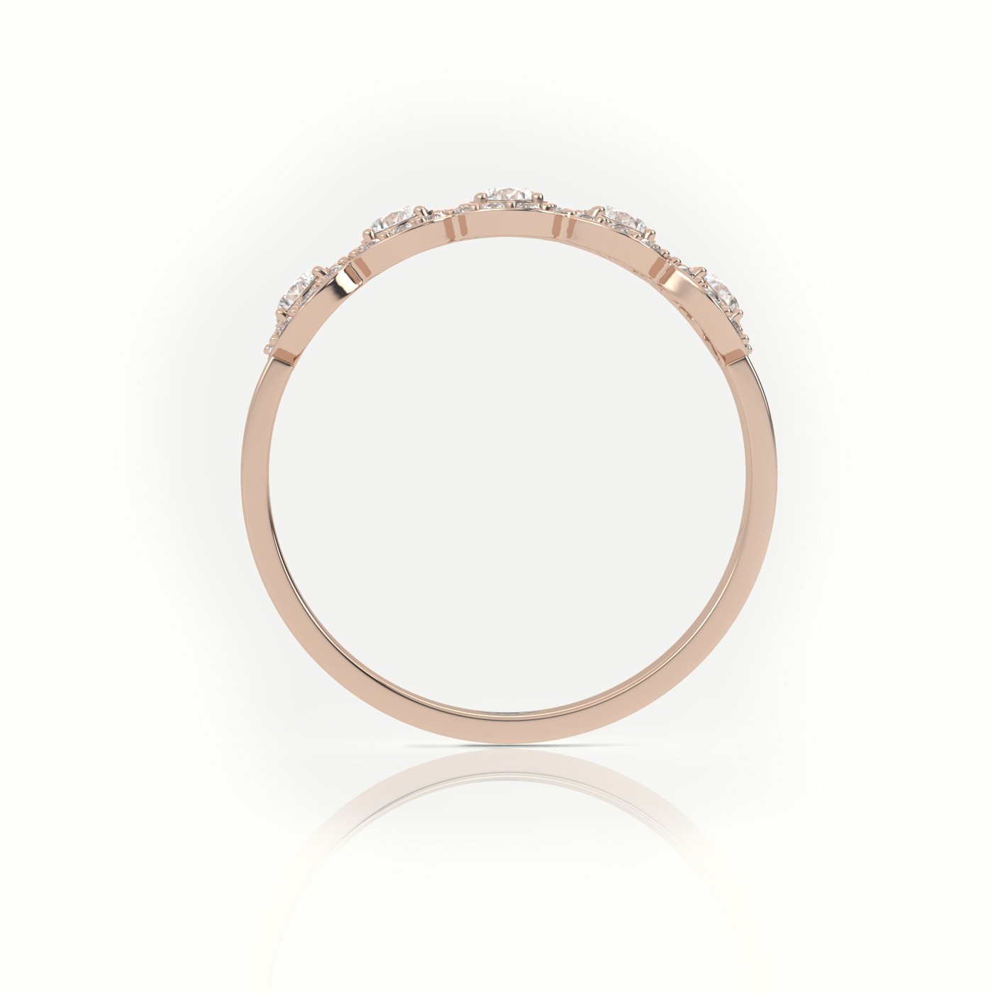 18k rose gold  round cut diamond halo designer ring Photos & images