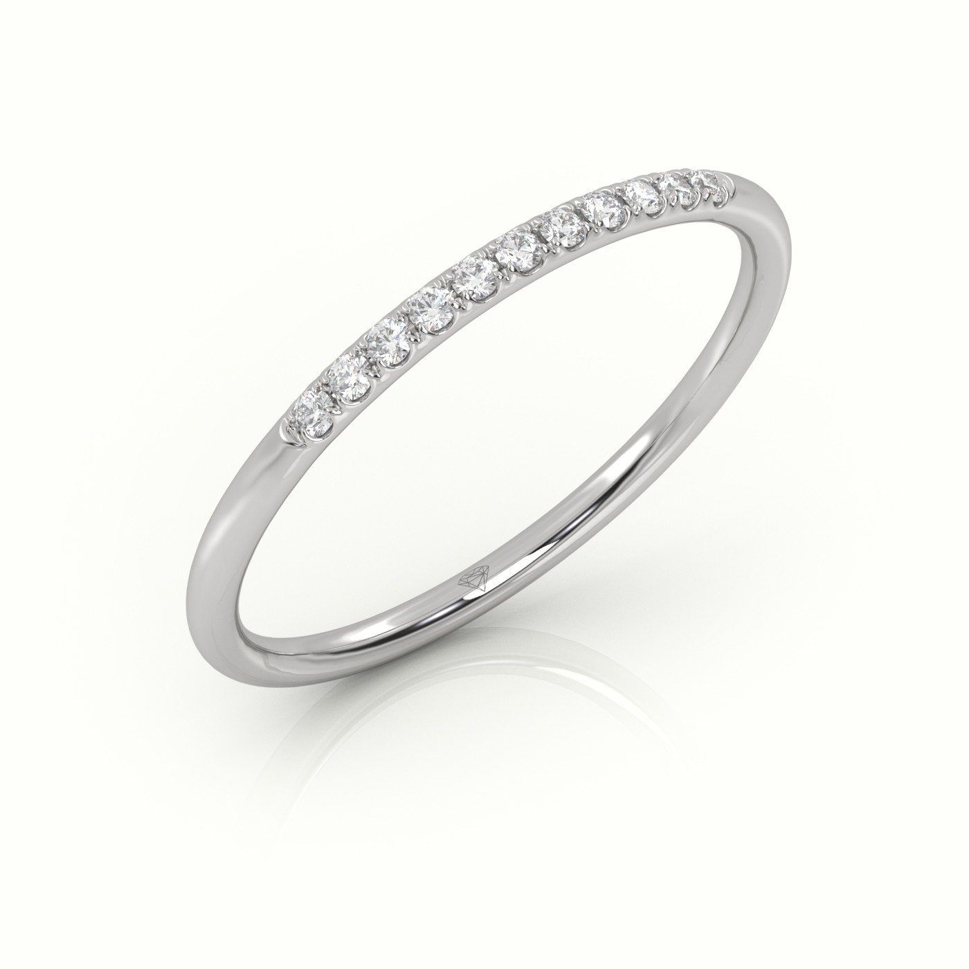 18k white gold  round cut diamond scallop setting half eternity wedding band Photos & images