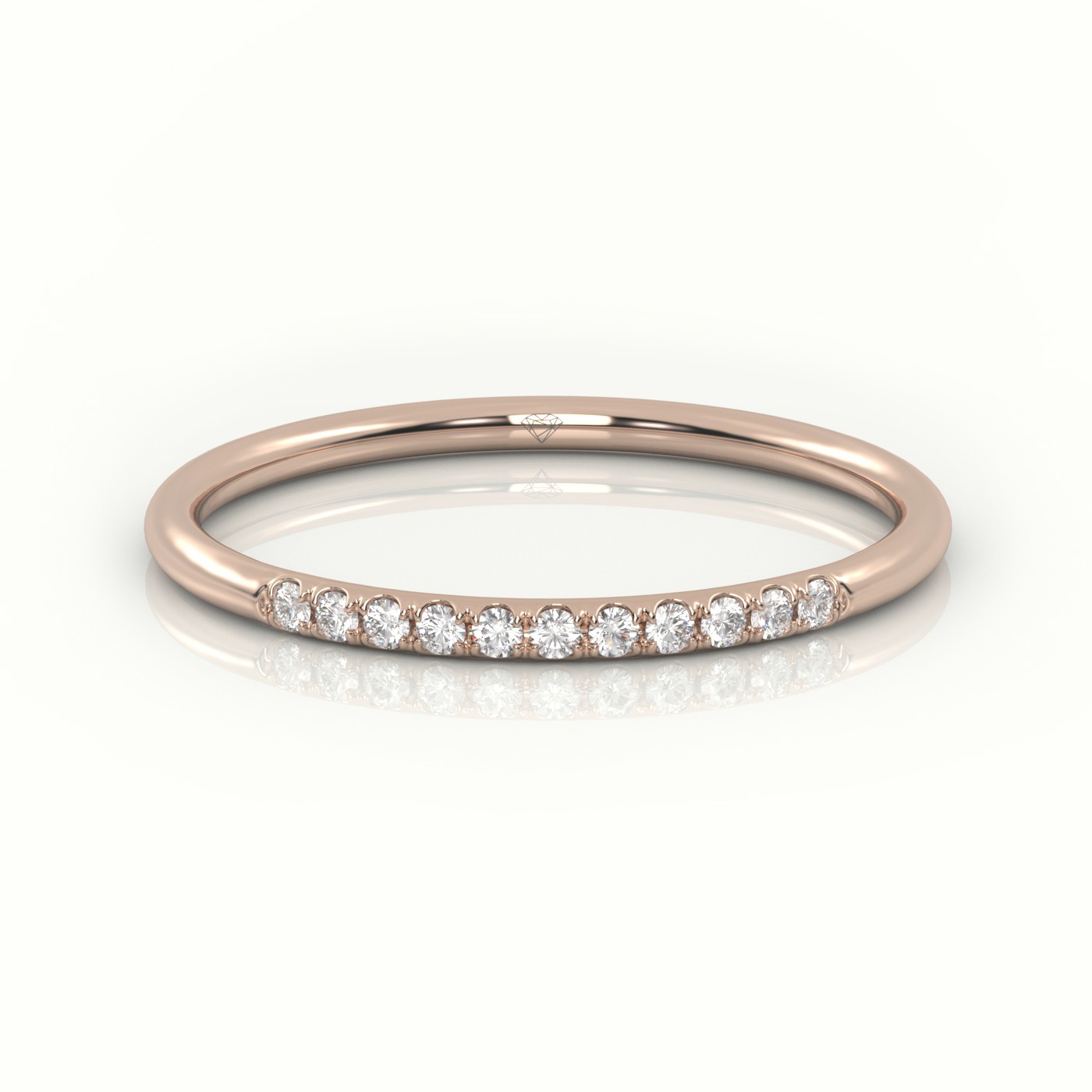 18k rose gold  round cut diamond scallop setting half eternity wedding band