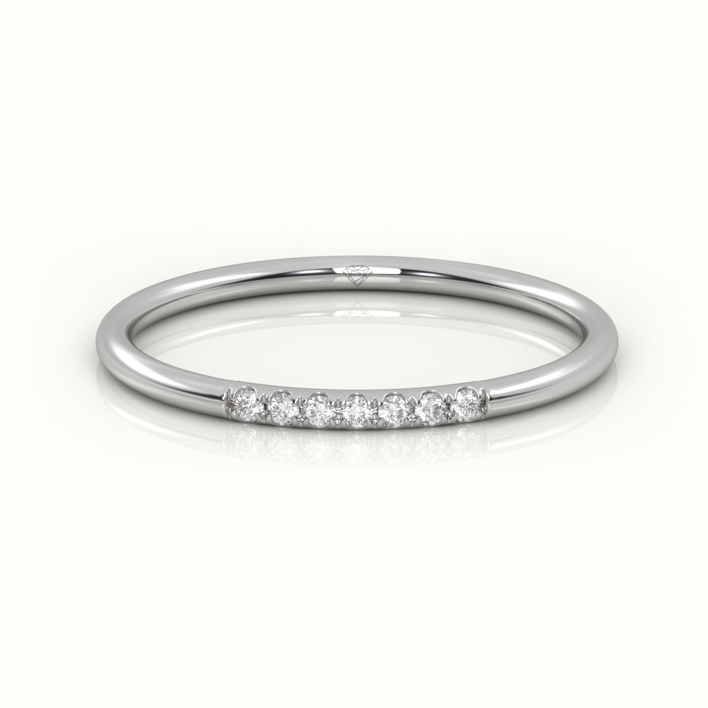 18k white gold  round cut diamond highly polished half eternity wedding band