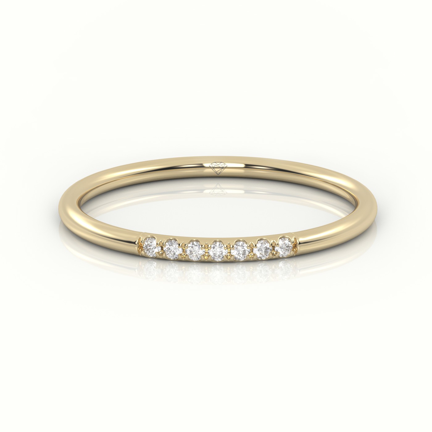 18k yellow gold  round cut diamond highly polished half eternity wedding band