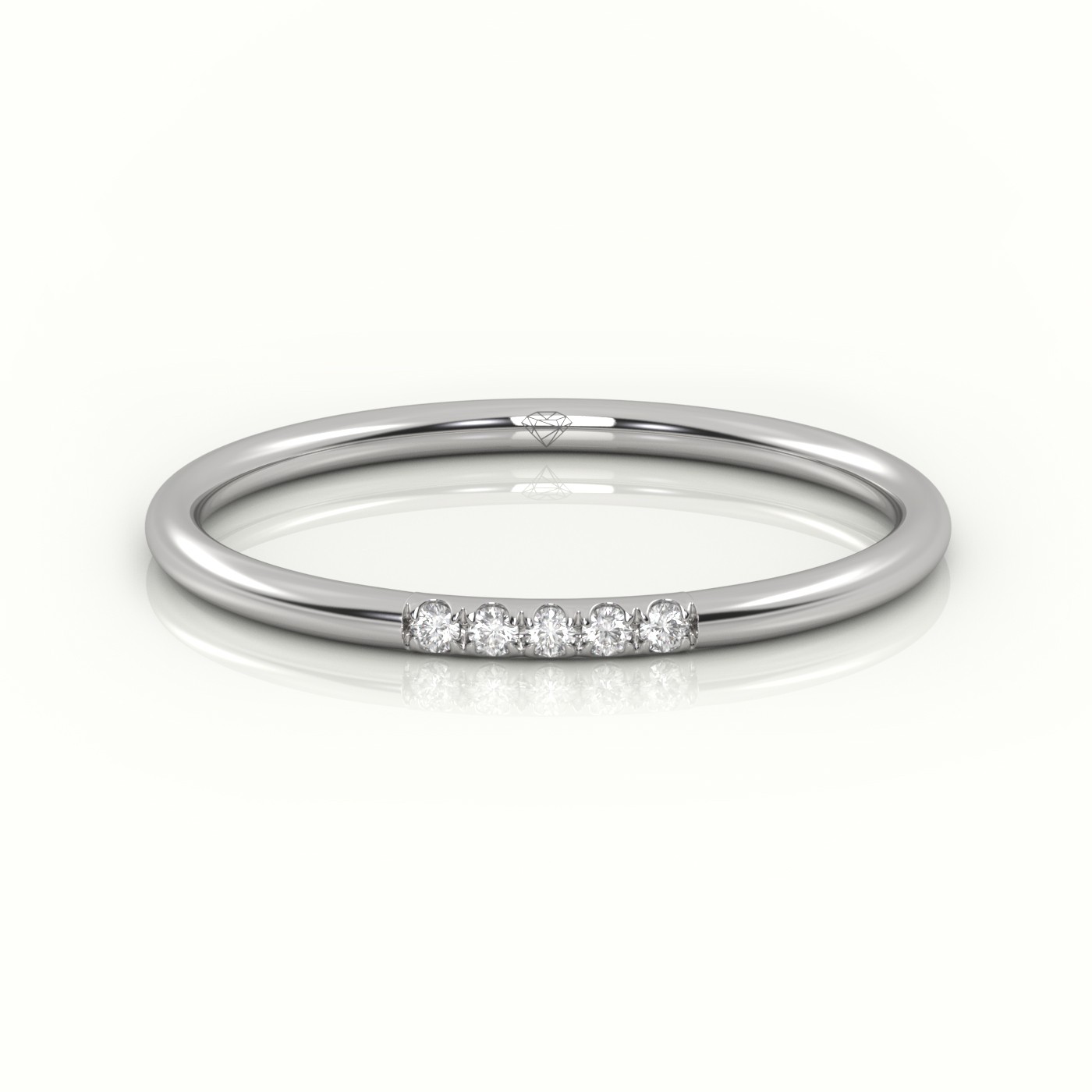 18k white gold  round cut diamond polished half eternity wedding band