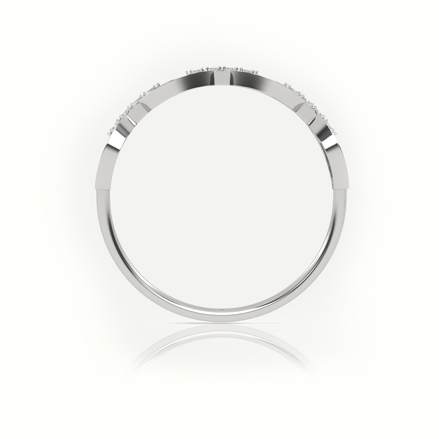 18k white gold  round cut diamond infinity style designer ring Photos & images