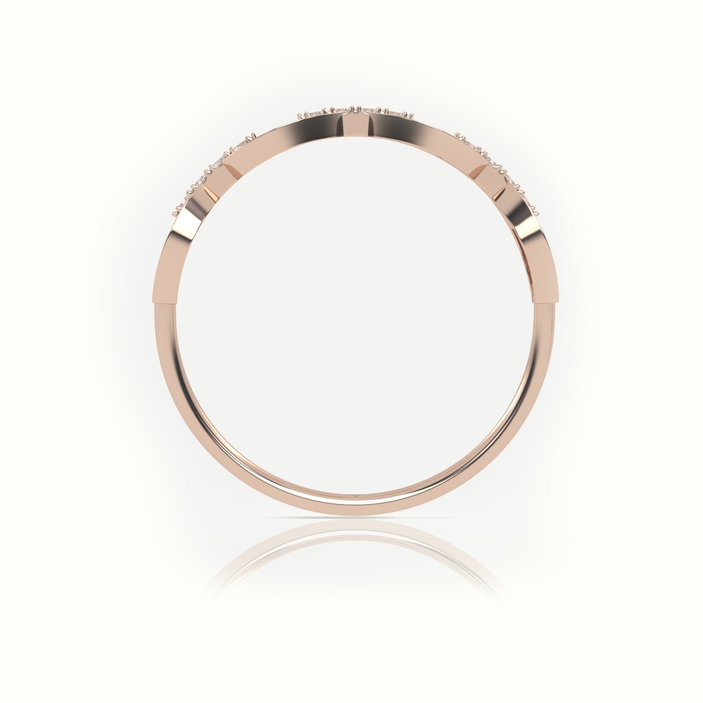 18k rose gold  round cut diamond infinity style designer ring Photos & images