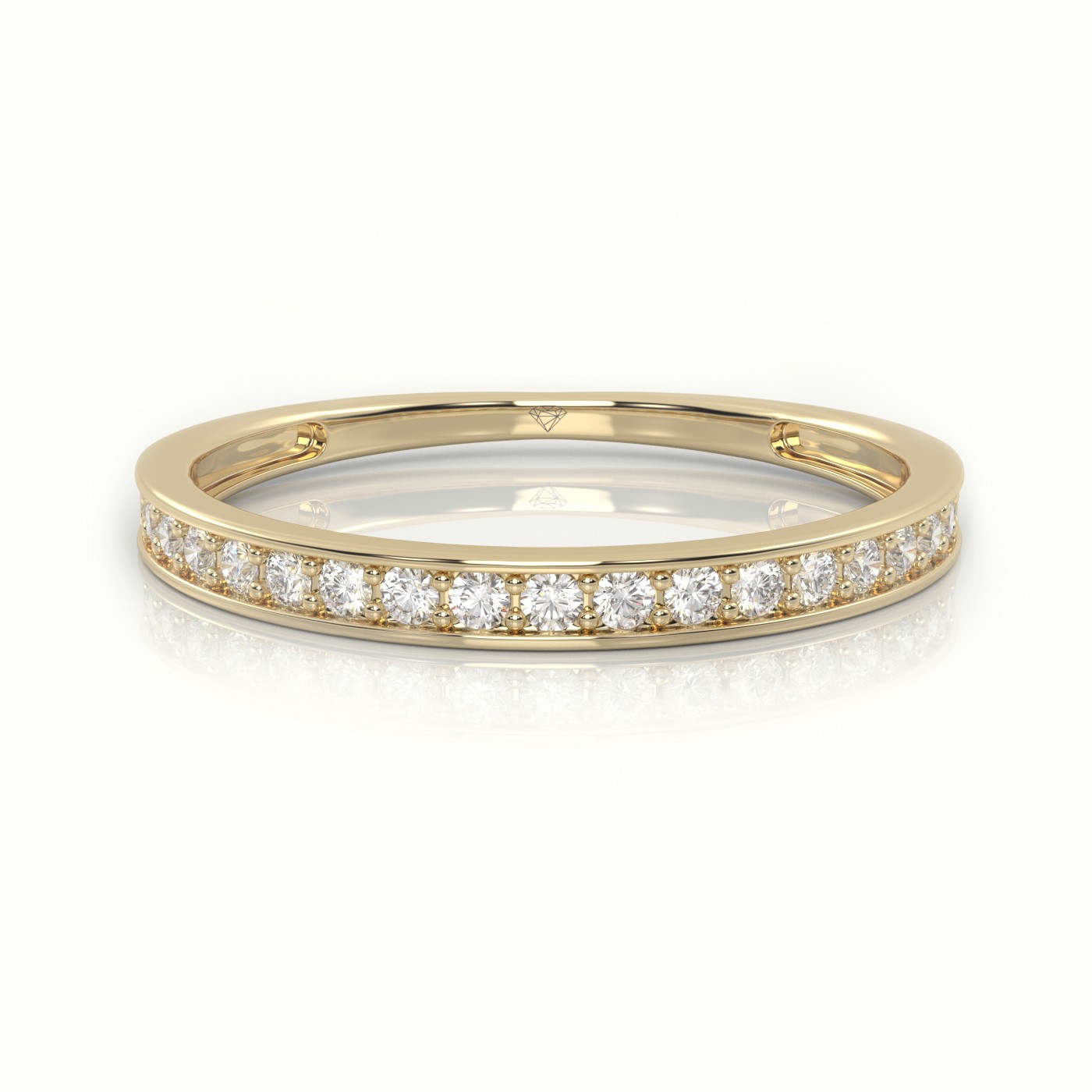 18k yellow gold  round cut diamond channel setting half eternity wedding band