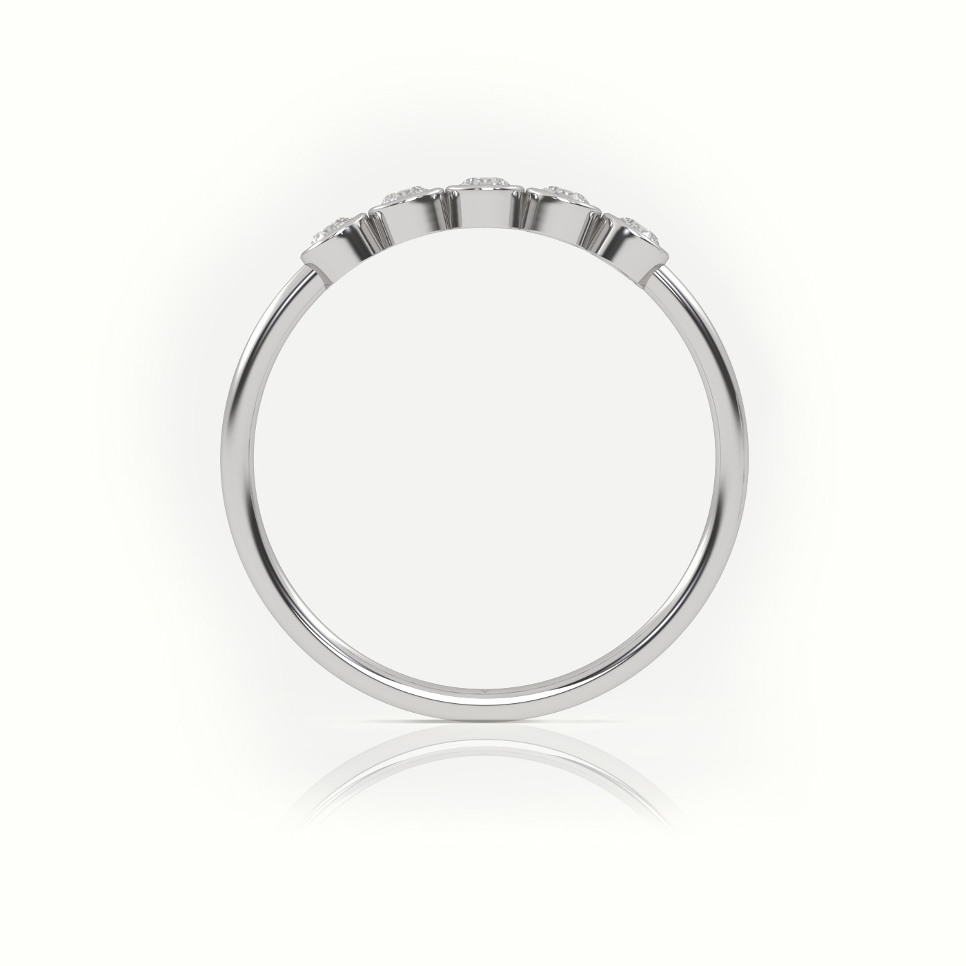 18k white gold  round cut diamond bezel setting designer ring Photos & images