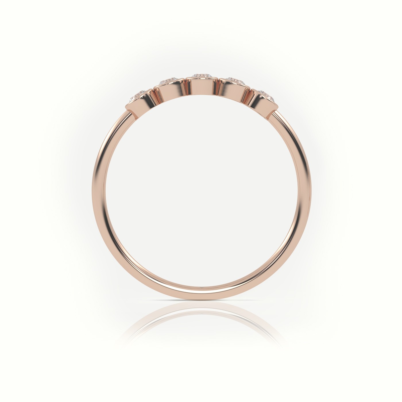 18k rose gold  round cut diamond bezel setting designer ring Photos & images