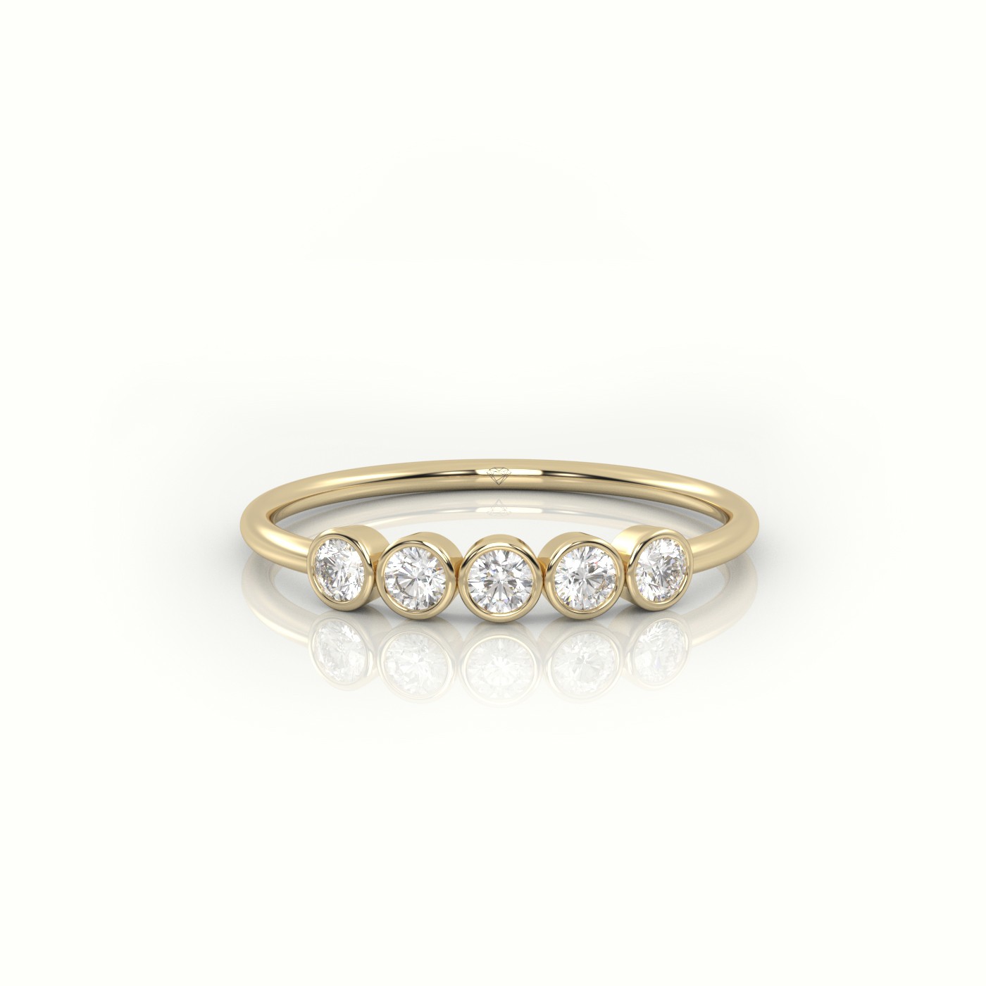 18k yellow gold  round cut diamond bezel setting designer ring