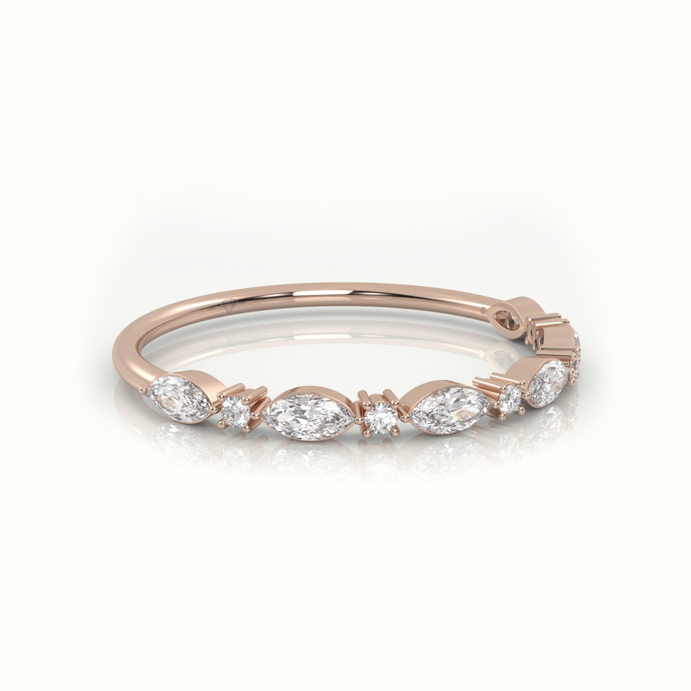 18k rose gold  marquise & round cut diamonds designer ring Photos & images