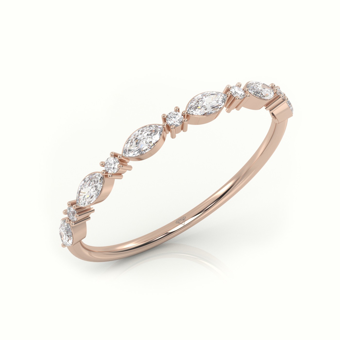 18k rose gold  marquise & round cut diamonds designer ring Photos & images