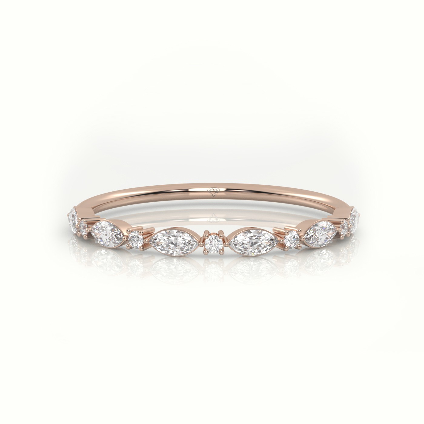 18k rose gold  marquise & round cut diamonds designer ring