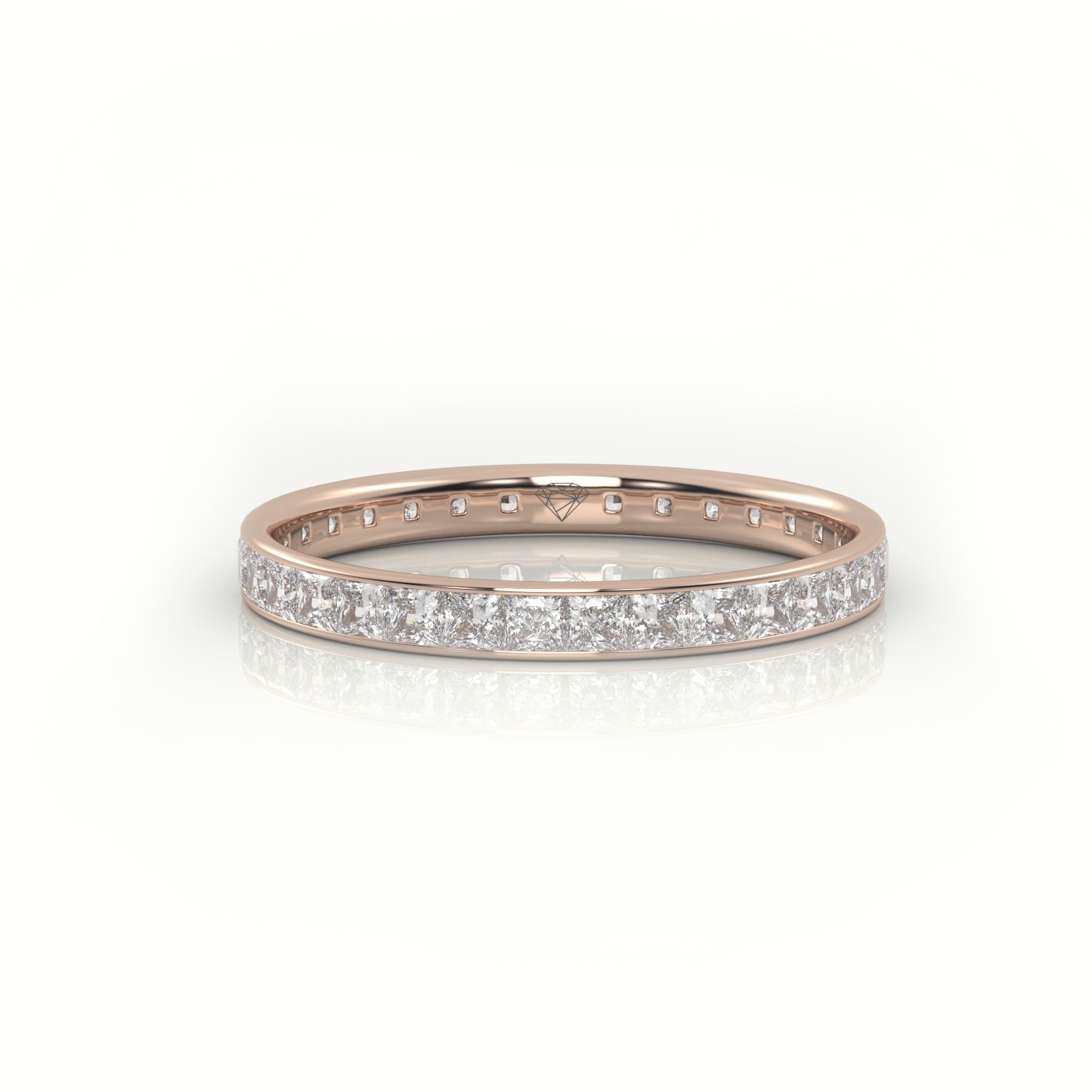 18k rose gold  princess cut diamond channel setting eternity wedding band