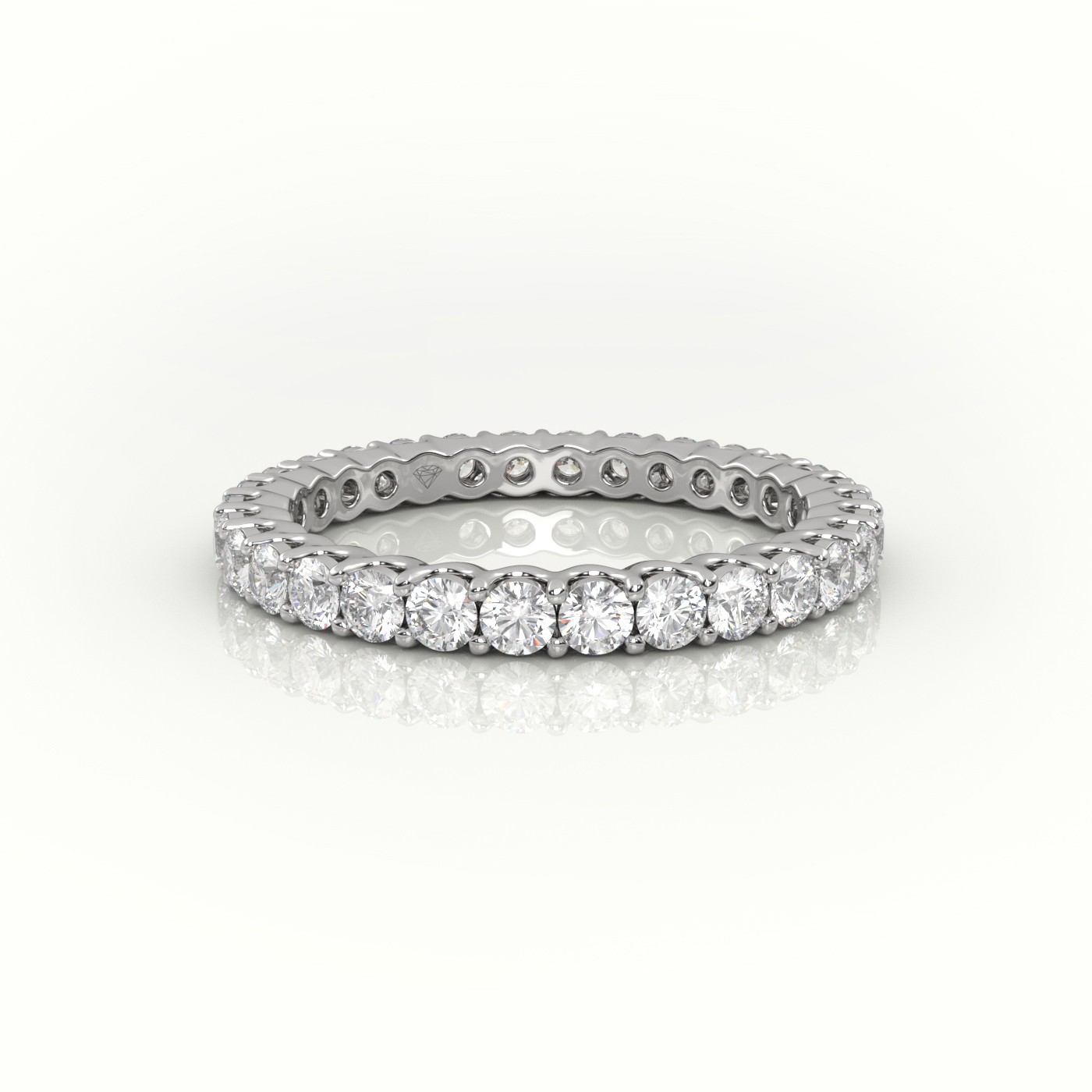 18k white gold  round-cut diamond scallop setting eternity wedding band Photos & images