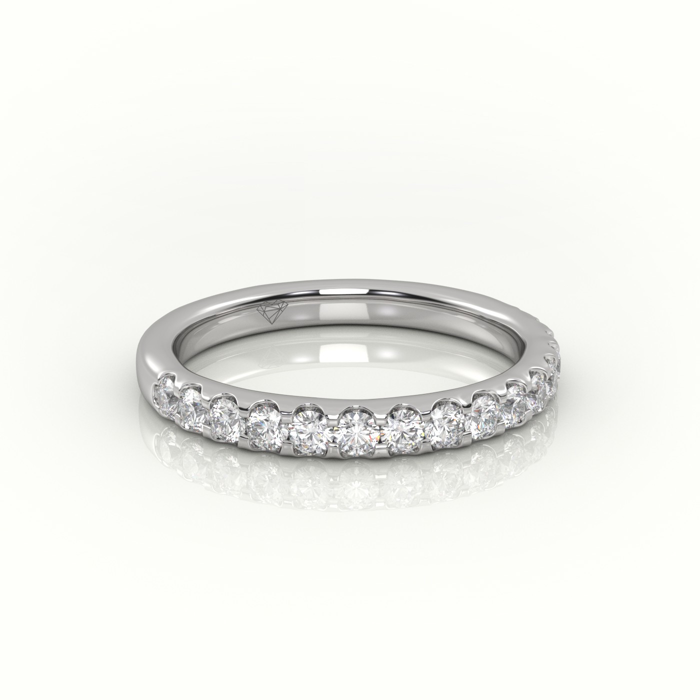18k white gold  round cut diamonds scallop setting eternity wedding band Photos & images