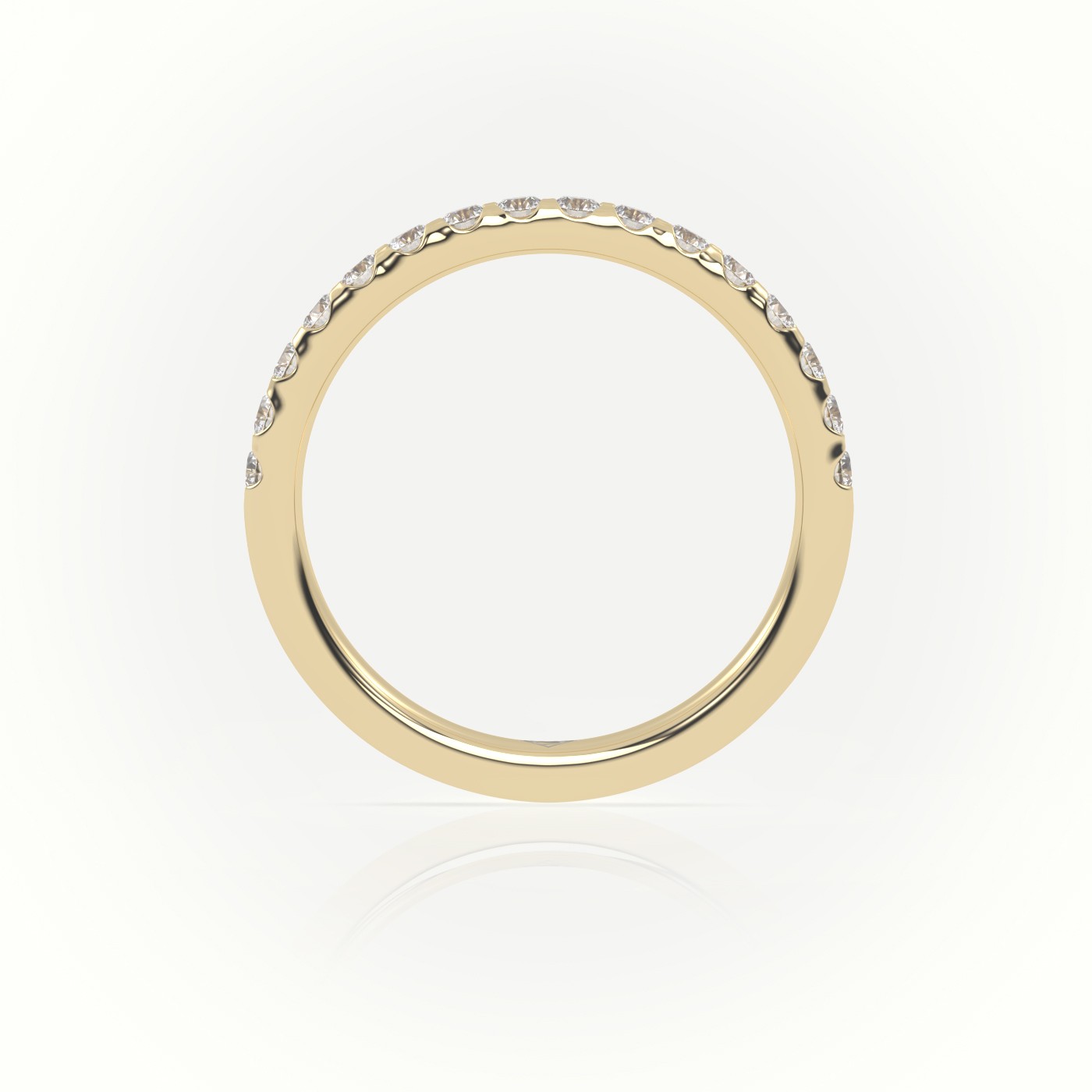 18k yellow gold  round cut diamonds scallop setting eternity wedding band Photos & images