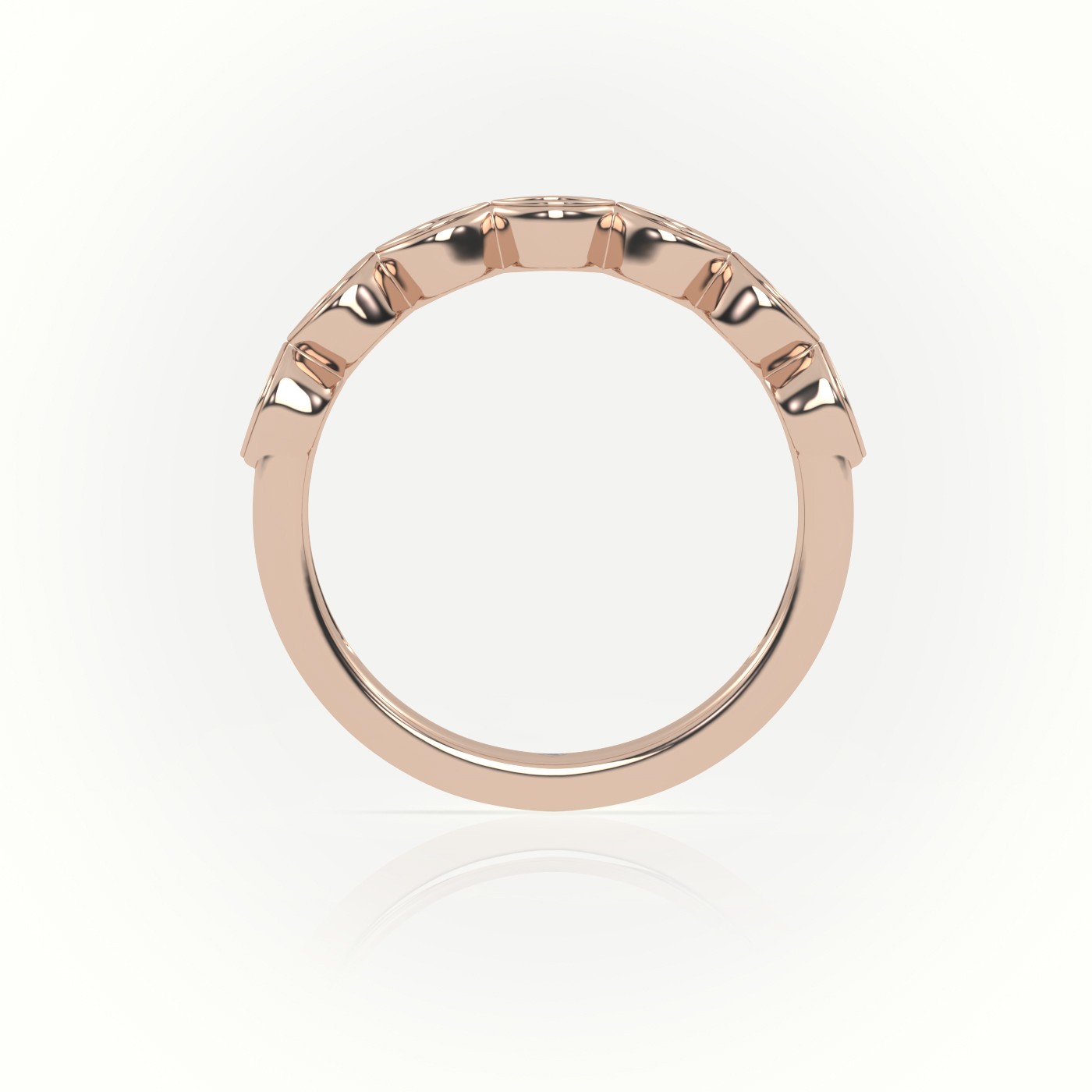 18k rose gold  round diamond infinity style designer half eternity wedding band Photos & images