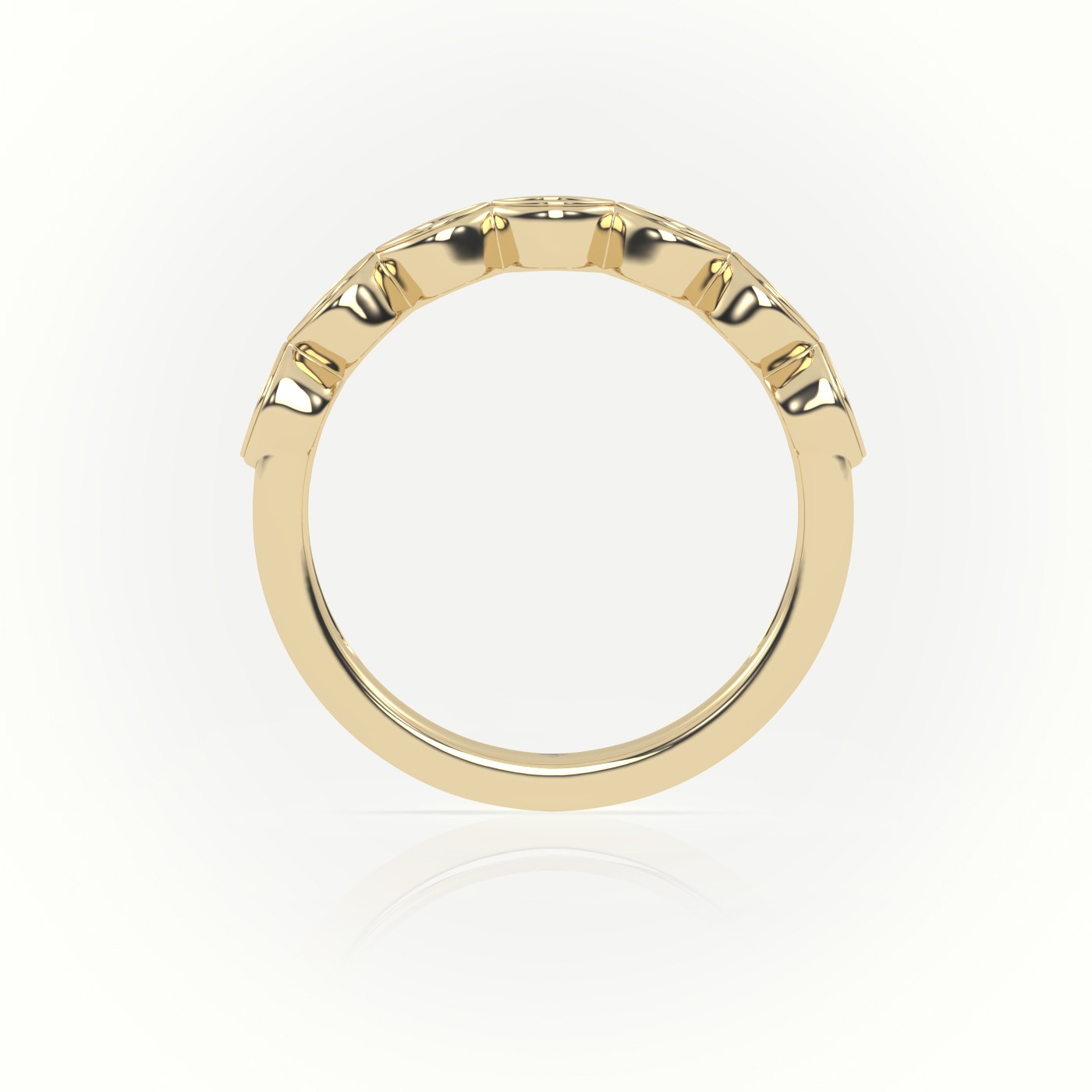 18k yellow gold  round diamond infinity style designer half eternity wedding band Photos & images