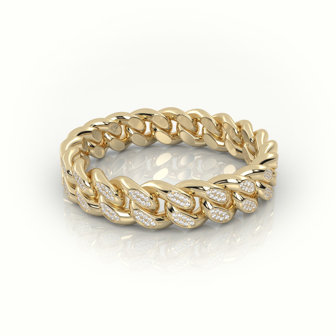 18k yellow gold  cuban diamonds ring 5mm Photos & images