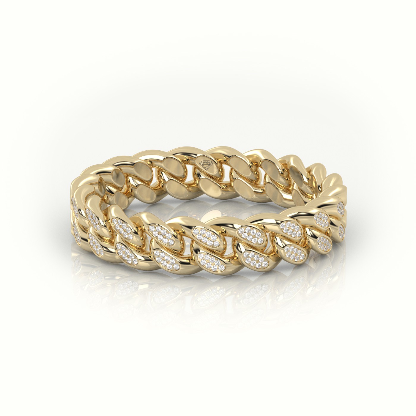 18k yellow gold  cuban diamonds ring 5mm