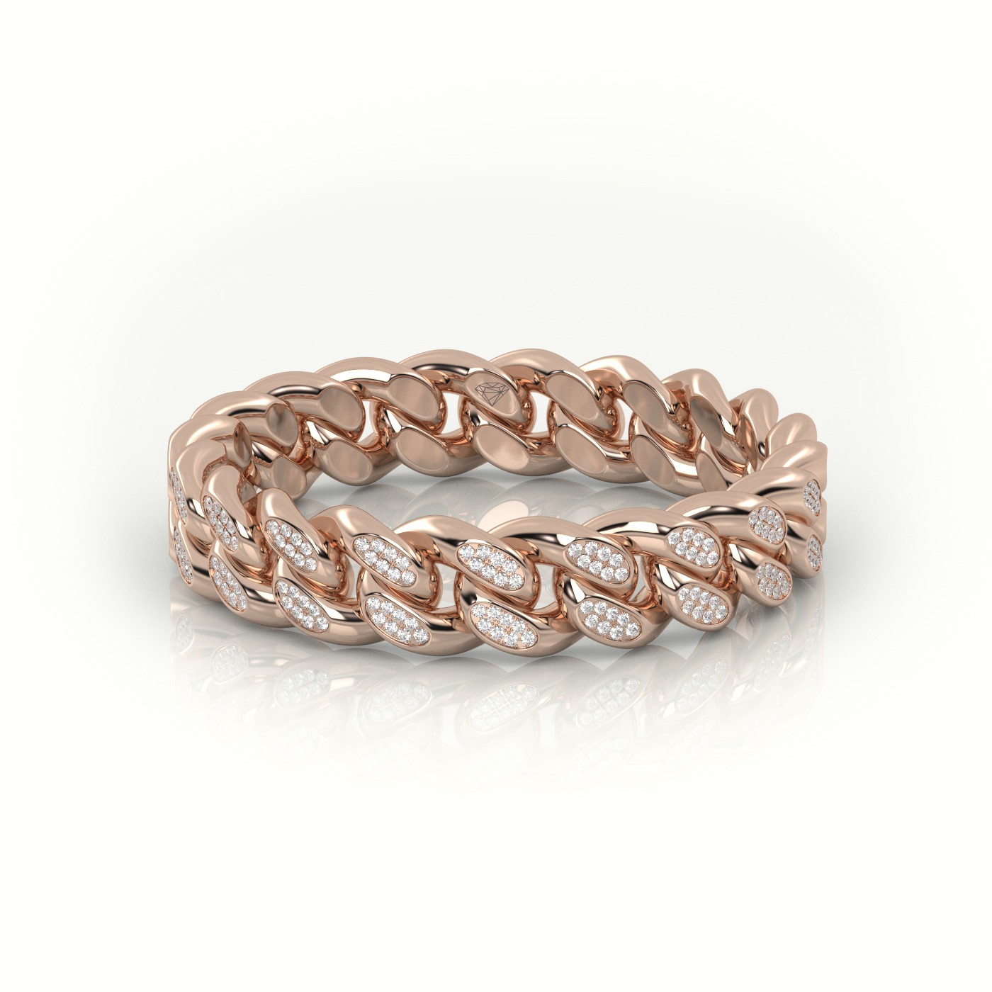 18k rose gold  cuban diamonds ring 5mm
