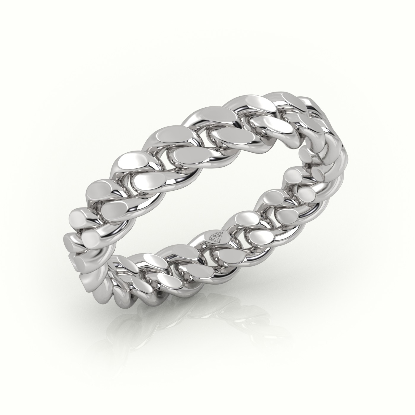 18k white gold  cuban plain ring 5mm Photos & images