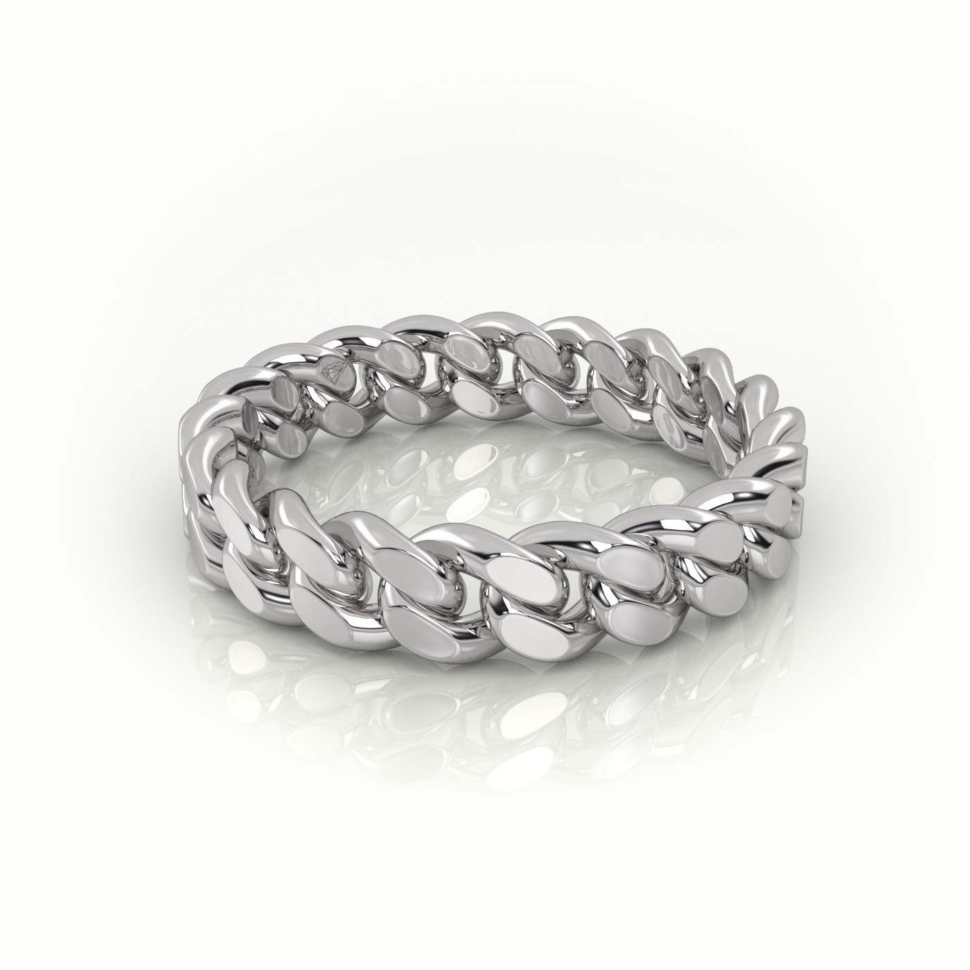 18k white gold  cuban plain ring 5mm Photos & images