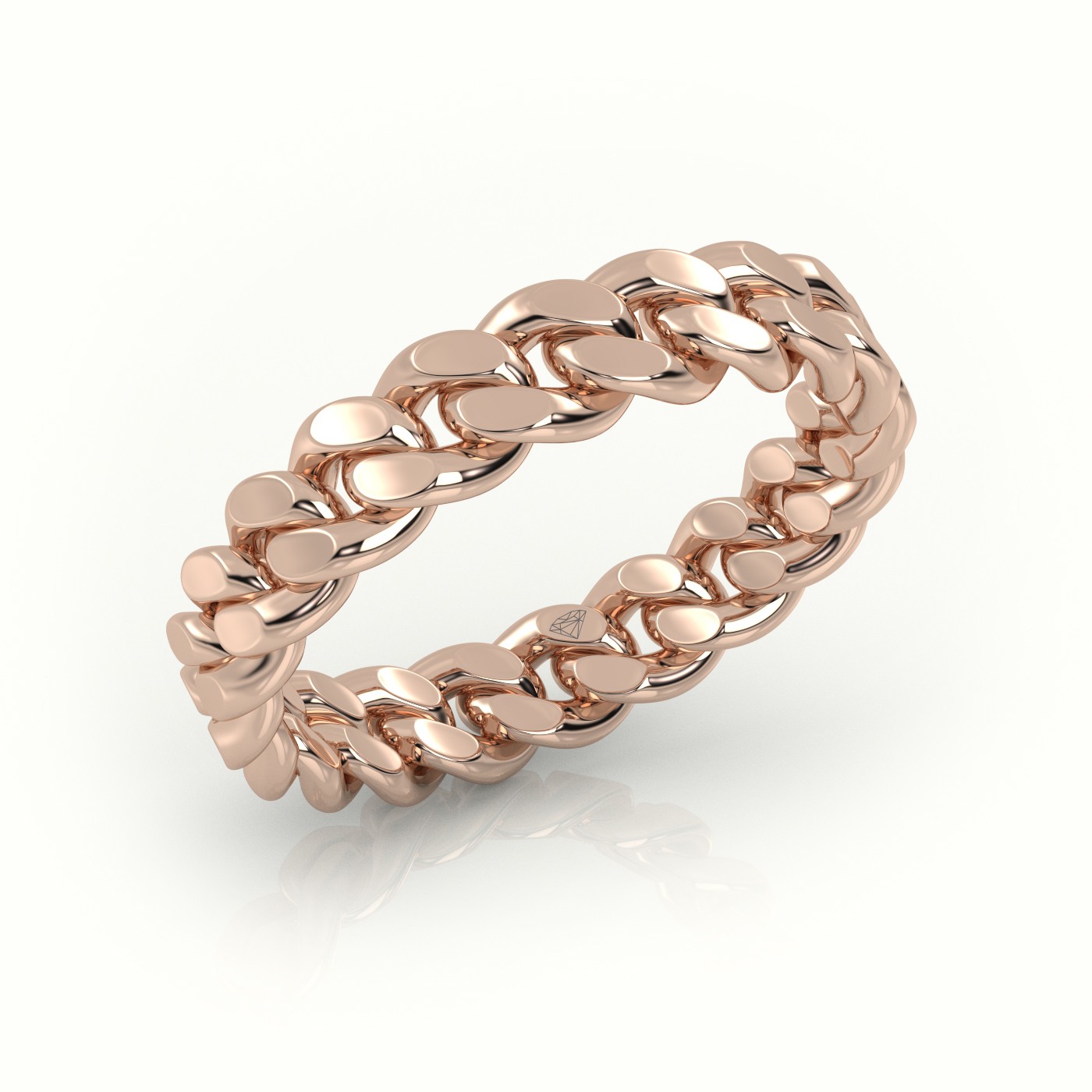 18k rose gold  cuban plain ring 5mm Photos & images