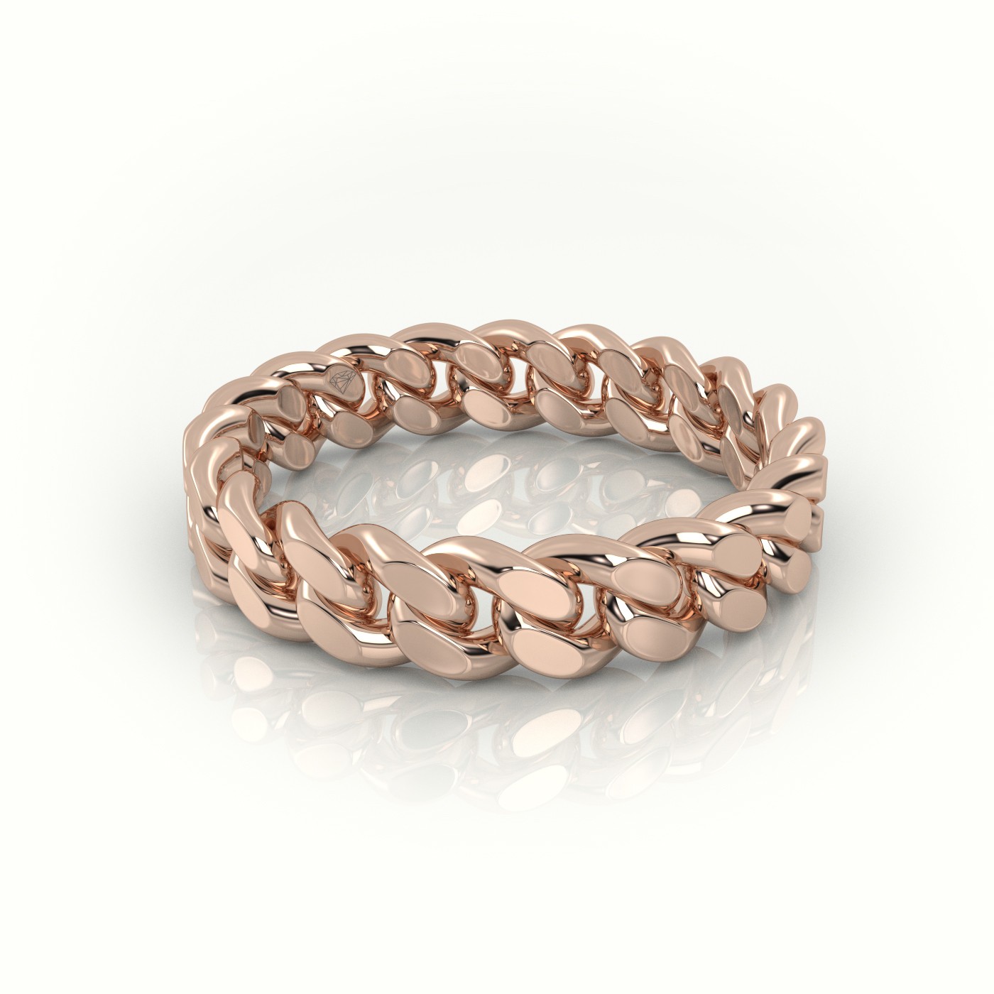 18k rose gold  cuban plain ring 5mm Photos & images