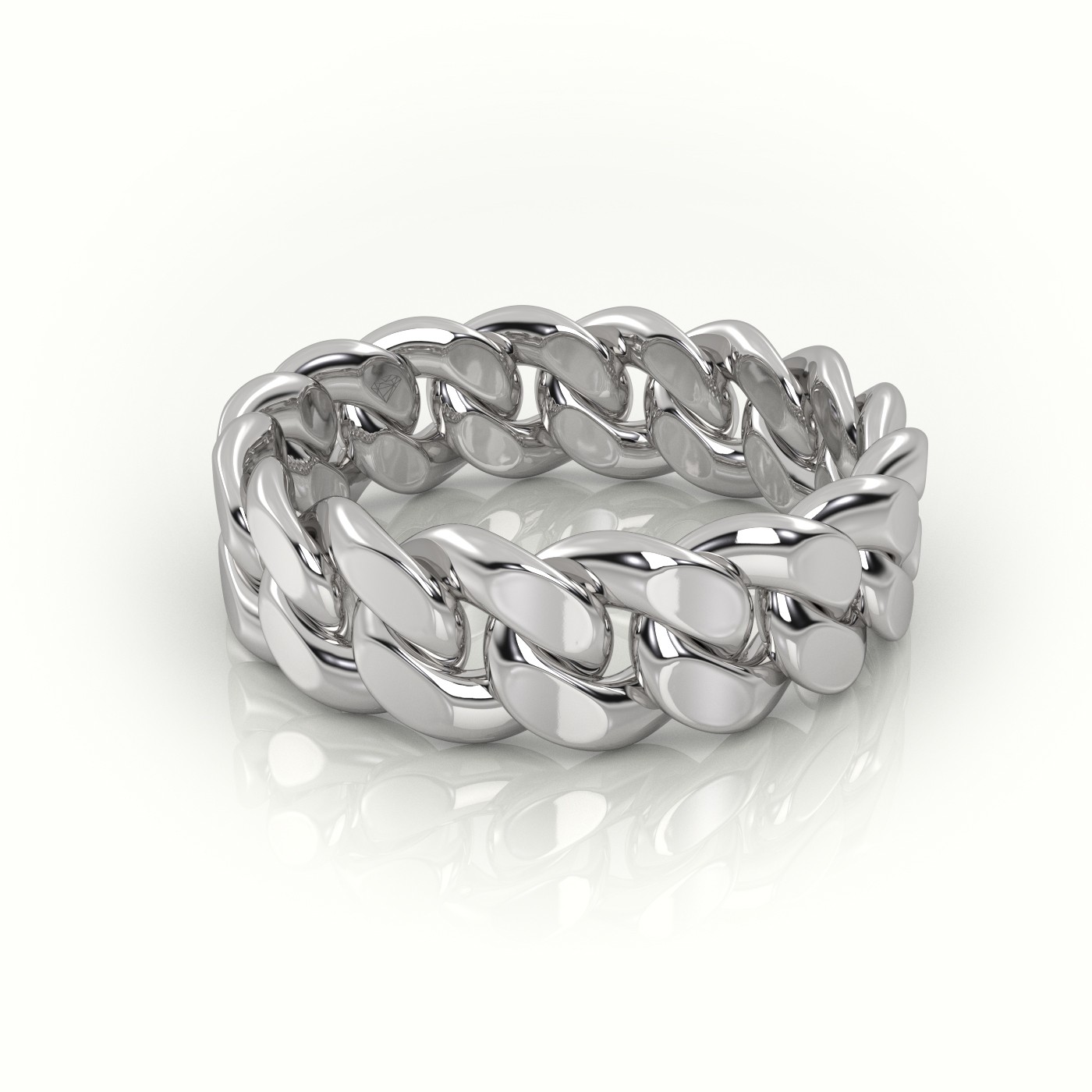 18k white gold  cuban plain ring 7mm Photos & images