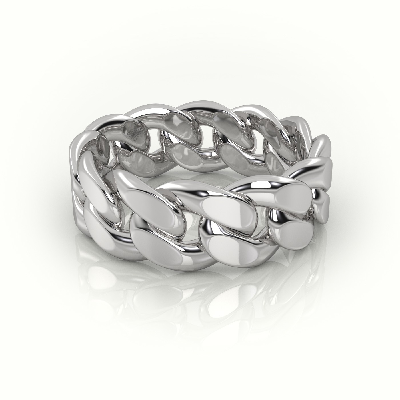 18k white gold  cuban plain ring 8mm Photos & images