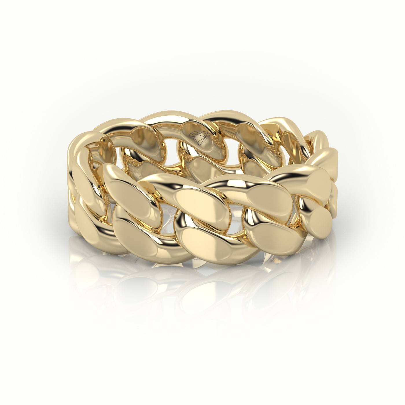 18k yellow gold  cuban plain ring 8mm