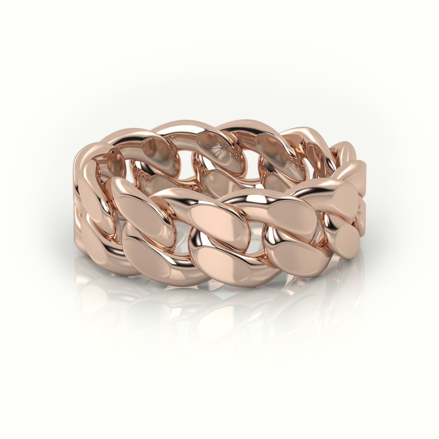 18k rose gold  cuban plain ring 8mm