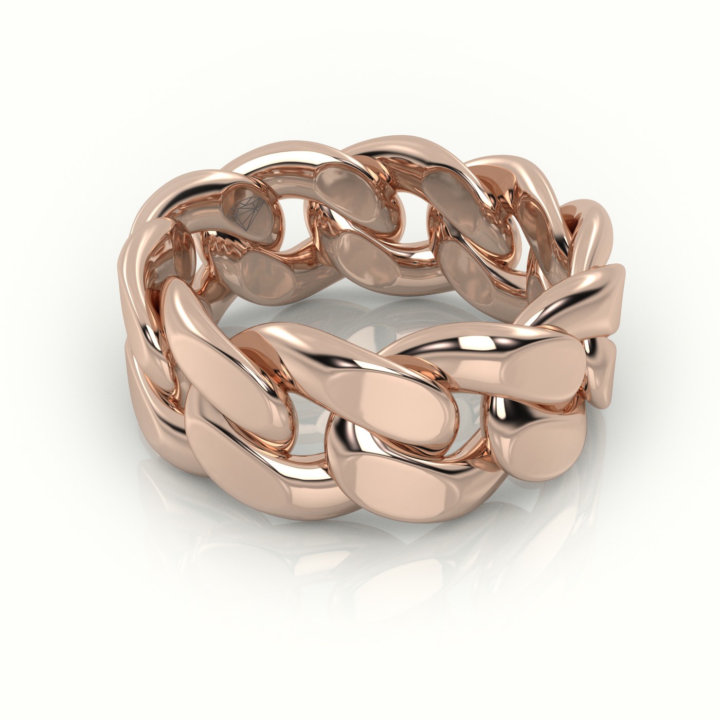 18k rose gold  cuban plain ring 10mm Photos & images