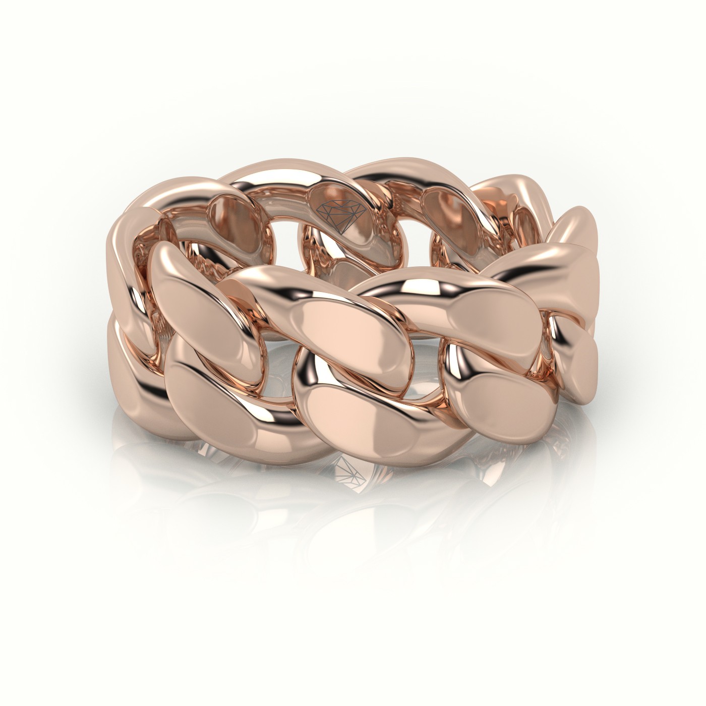 18k rose gold  cuban plain ring 10mm