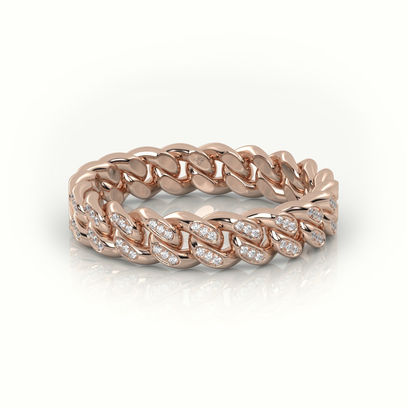 18k rose gold  cuban diamonds ring 5mm