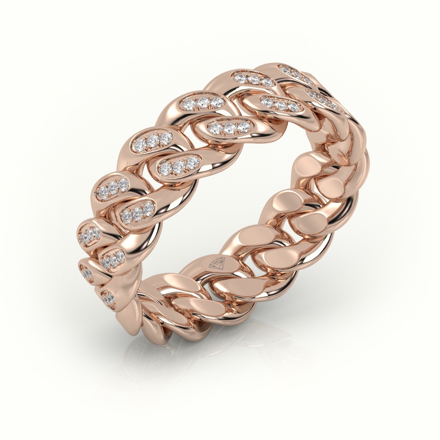 18k rose gold cuban diamonds ring 7mm Photos & images