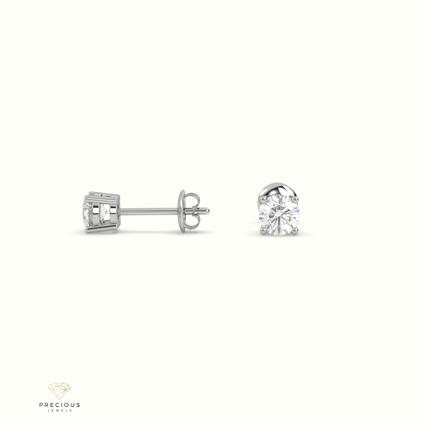 18k white gold  4 prongs classic round diamond earring studs Photos & images