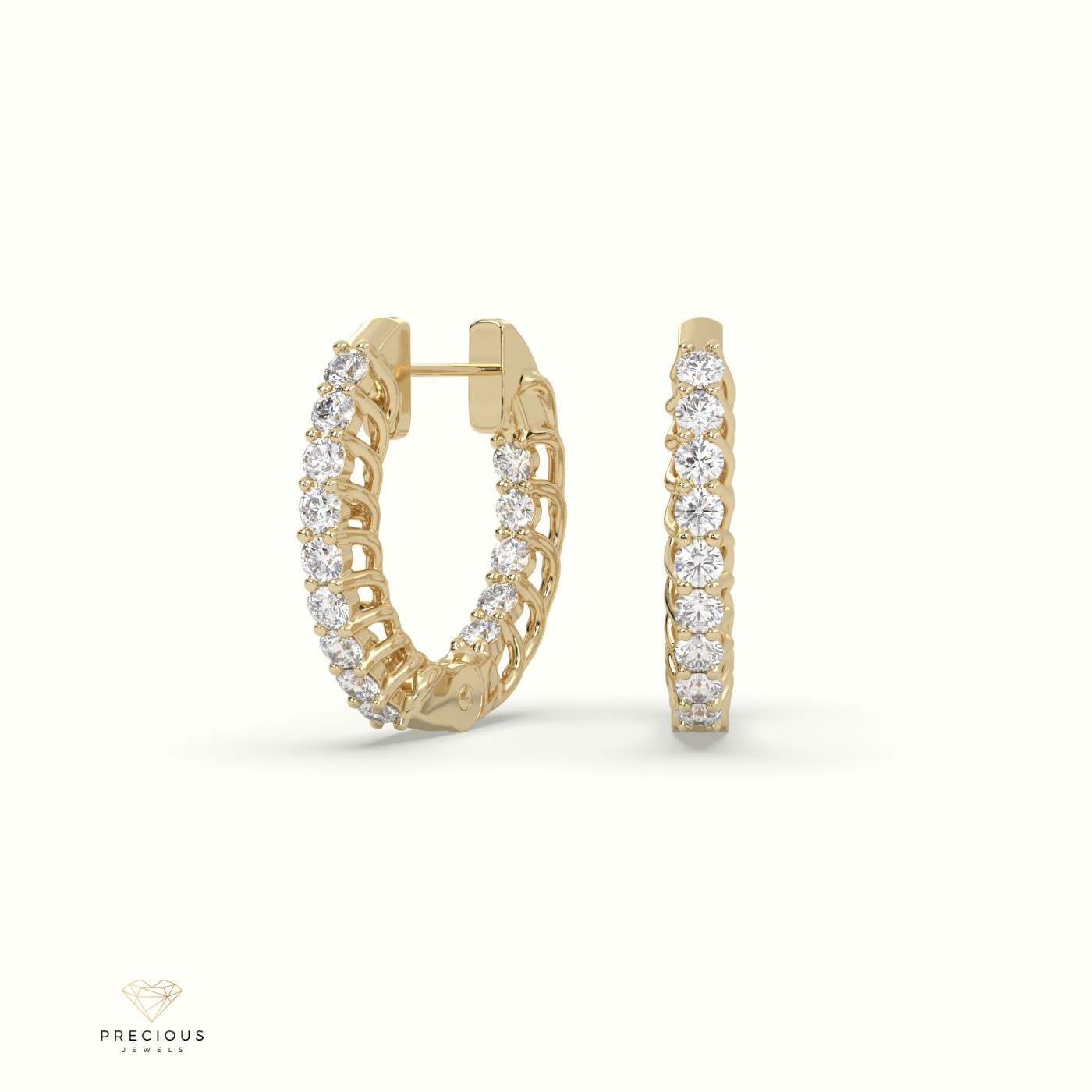 18k yellow gold  inside-out hoops earring