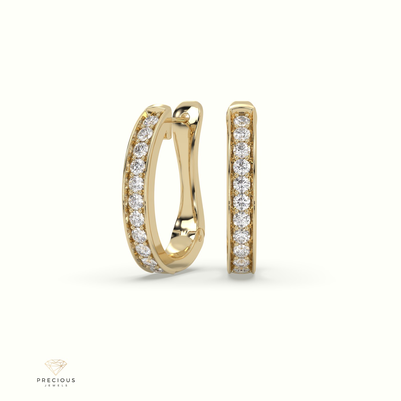 18k yellow gold classic channel set huggie hoops earring