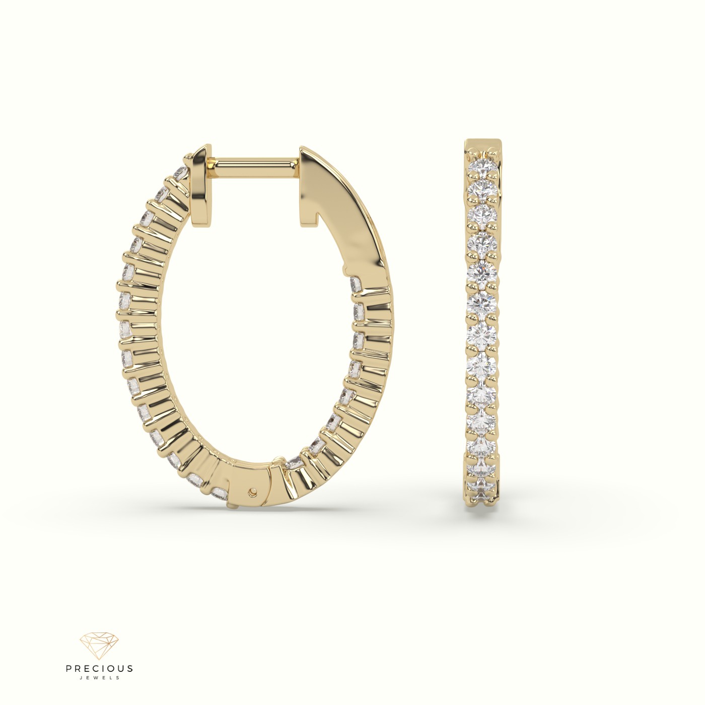 18k yellow gold stunning in and out diamond huggie earrings Photos & images