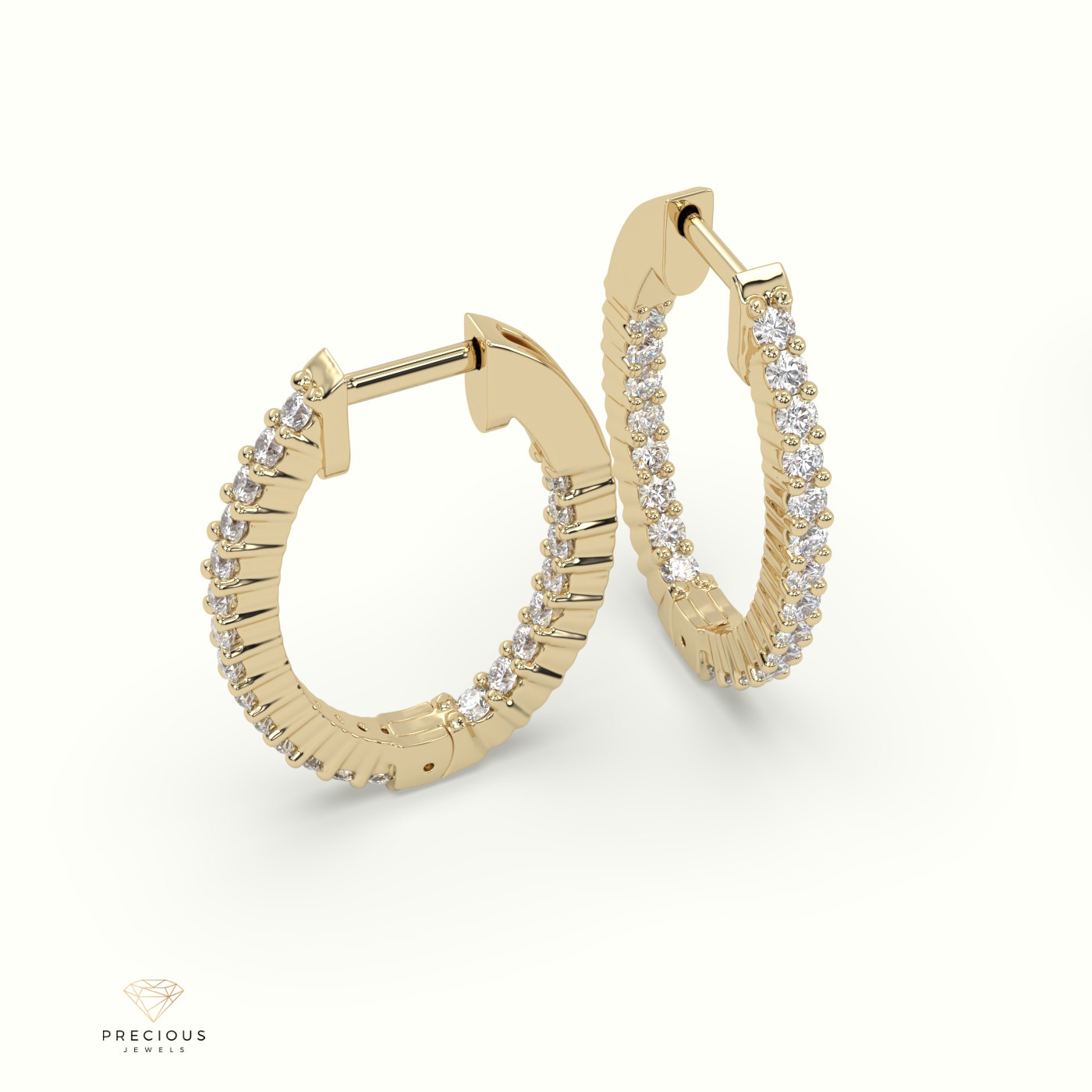 18k yellow gold stunning in and out diamond huggie earrings Photos & images