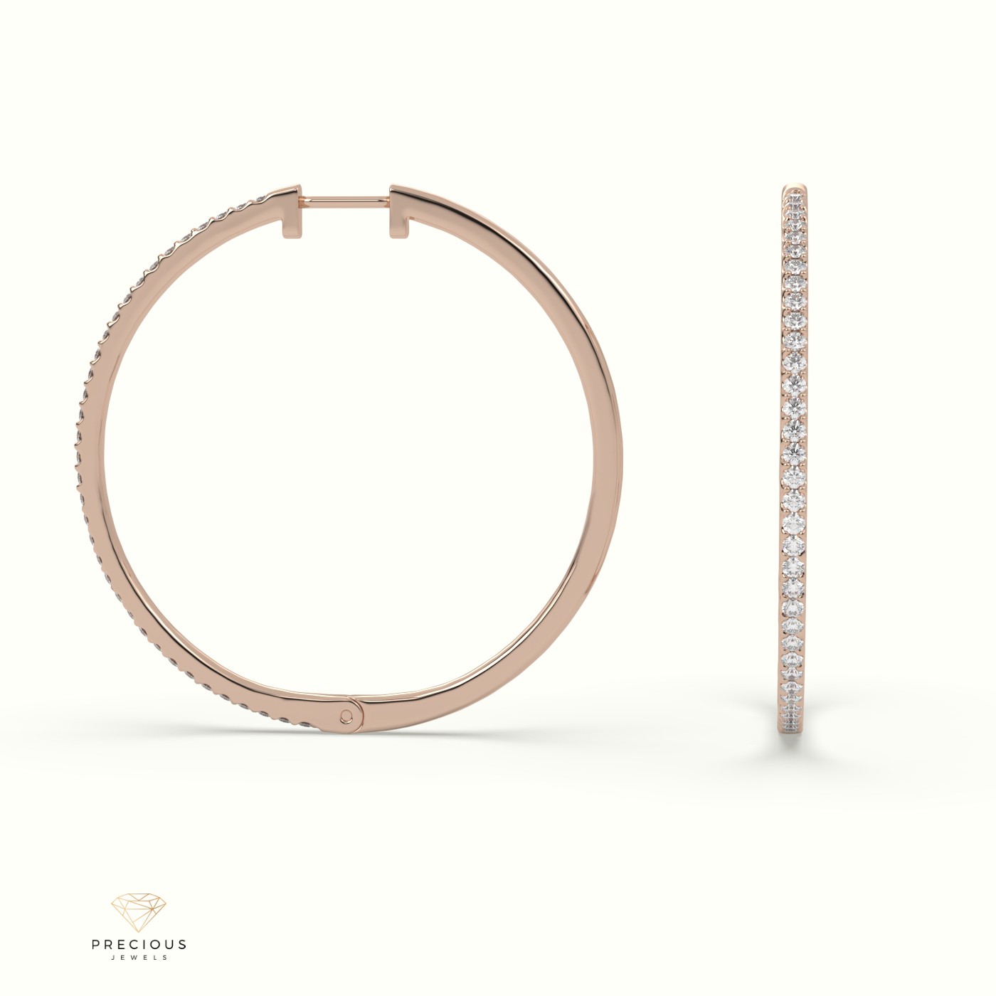 18k rose gold  hoop diamond earring Photos & images