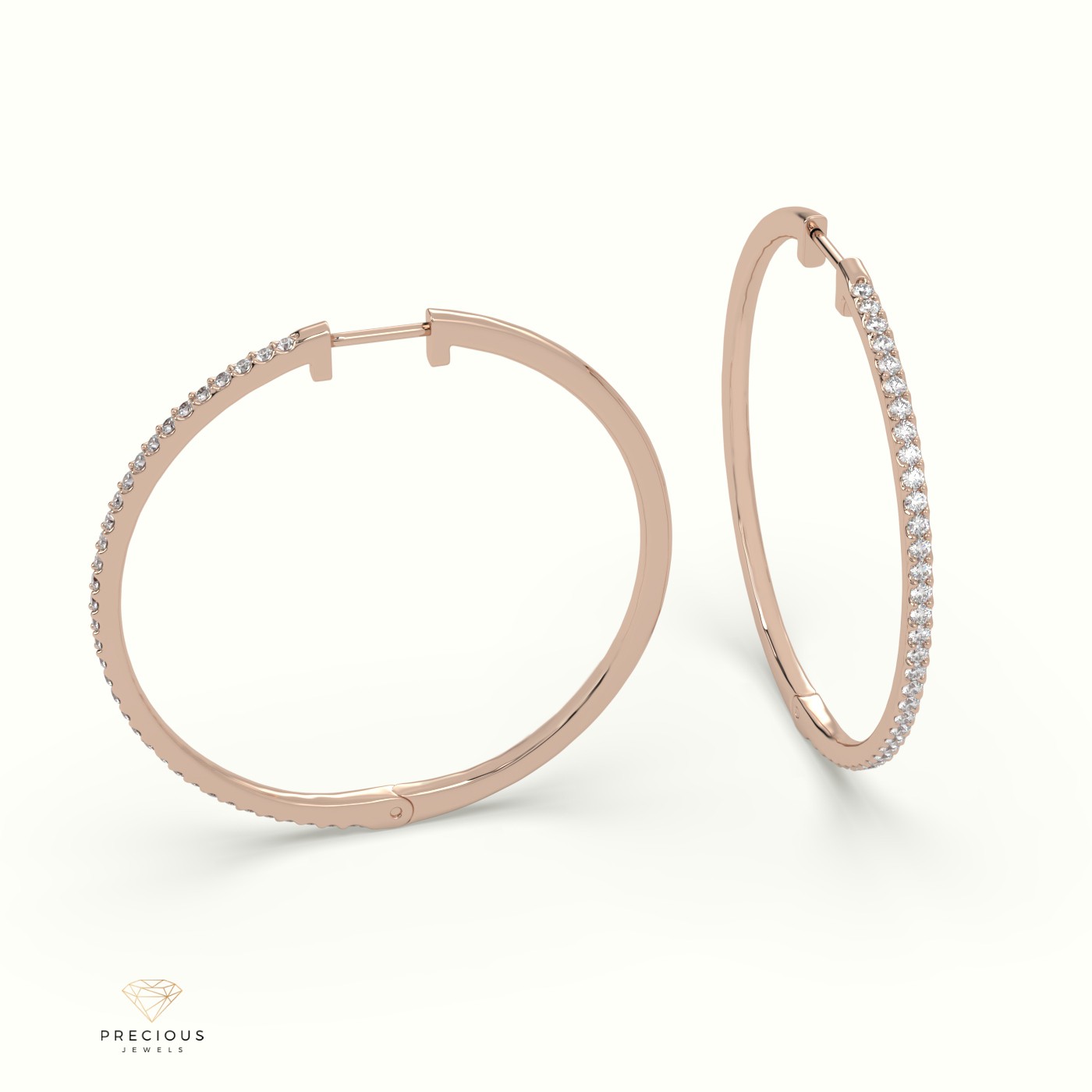 18k rose gold  hoop diamond earring Photos & images