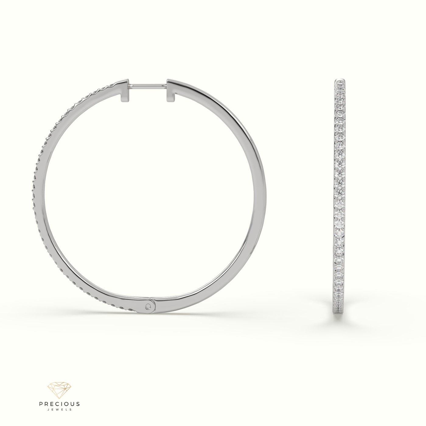 18k white gold  hoop diamond earring Photos & images