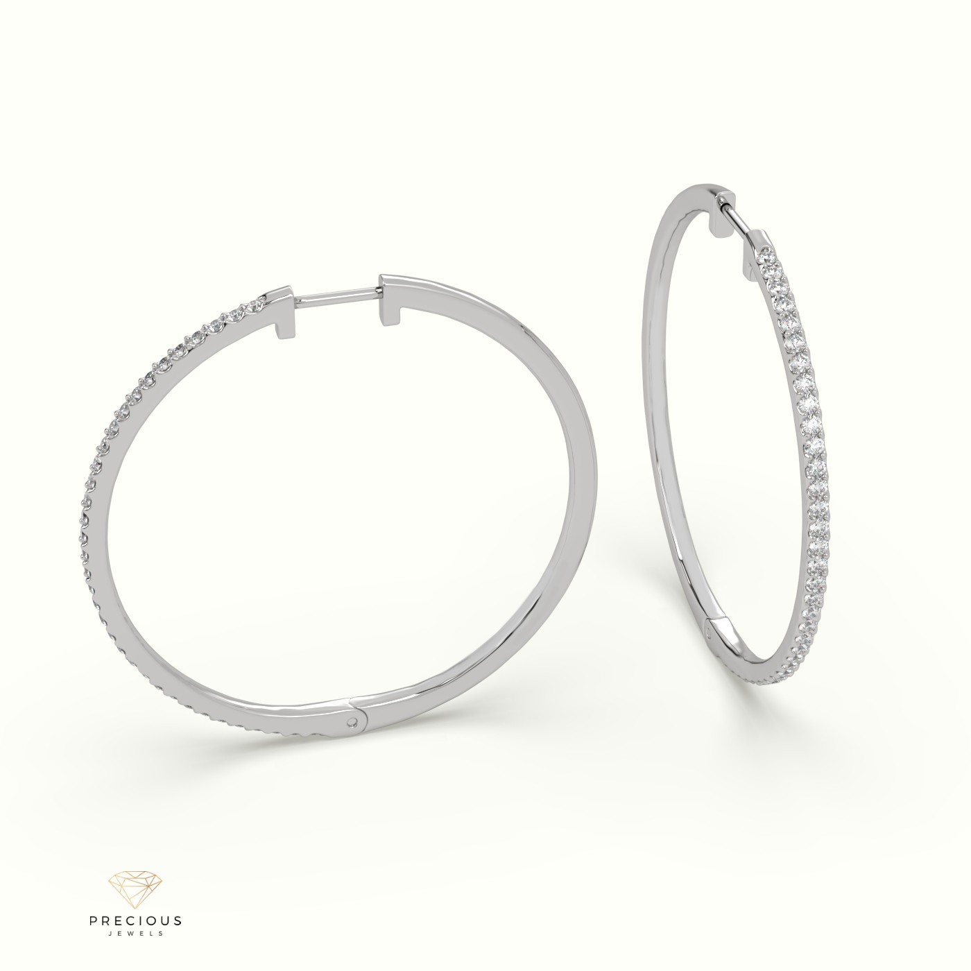 18k white gold  hoop diamond earring Photos & images