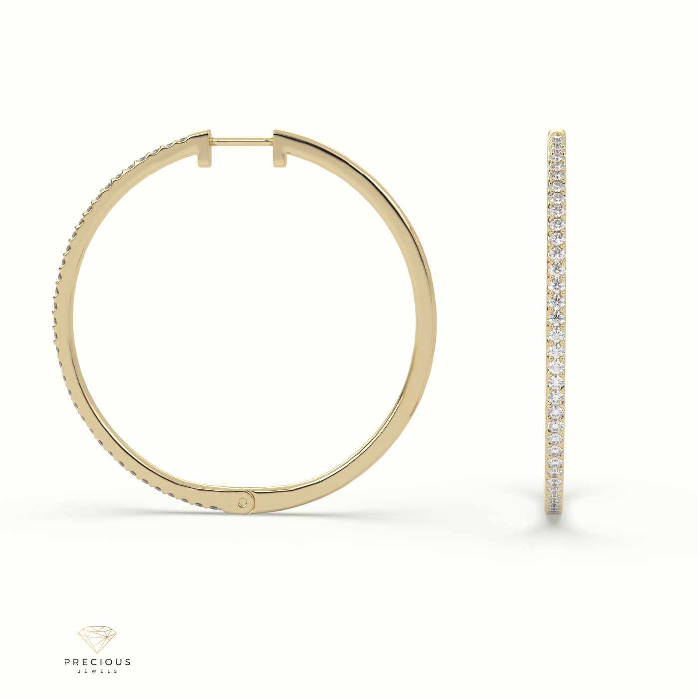 18k yellow gold  hoop diamond earring Photos & images