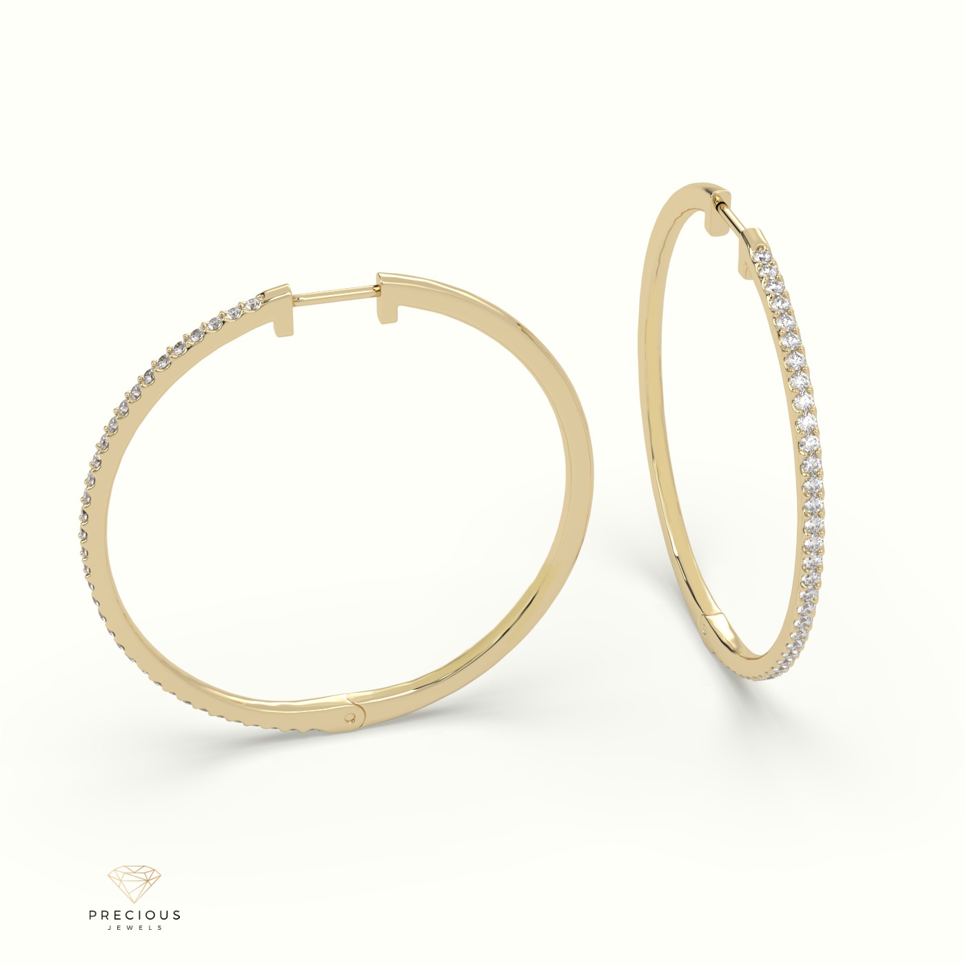 18k yellow gold  hoop diamond earring Photos & images