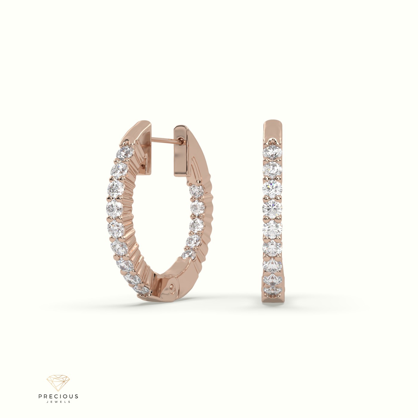 18k rose gold graceful diamond inside/outside earrings