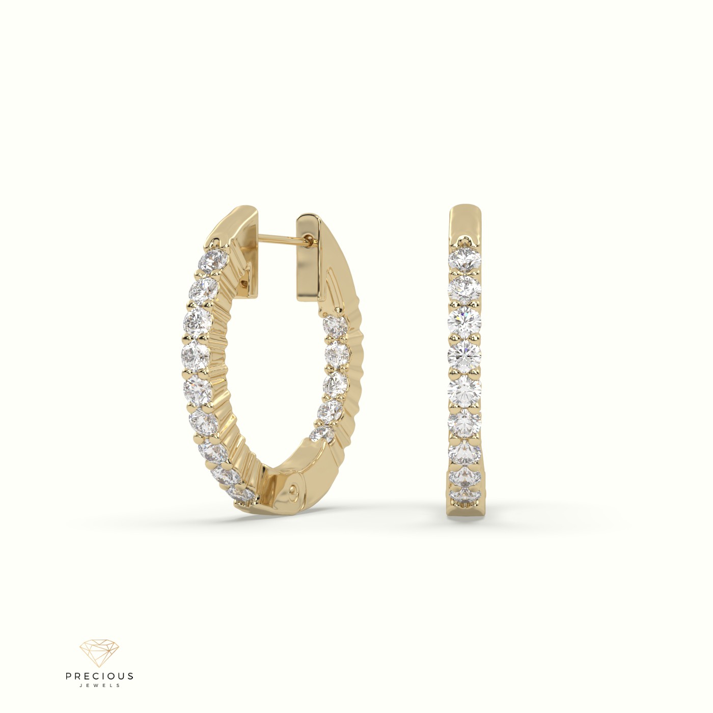 18k yellow gold graceful diamond inside/outside earrings